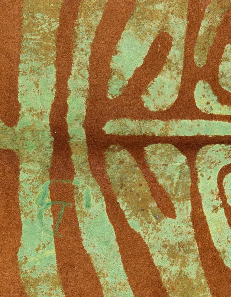 Detail image of  6' 6 x 7' 3 Cowhide Leather Freeform Rug