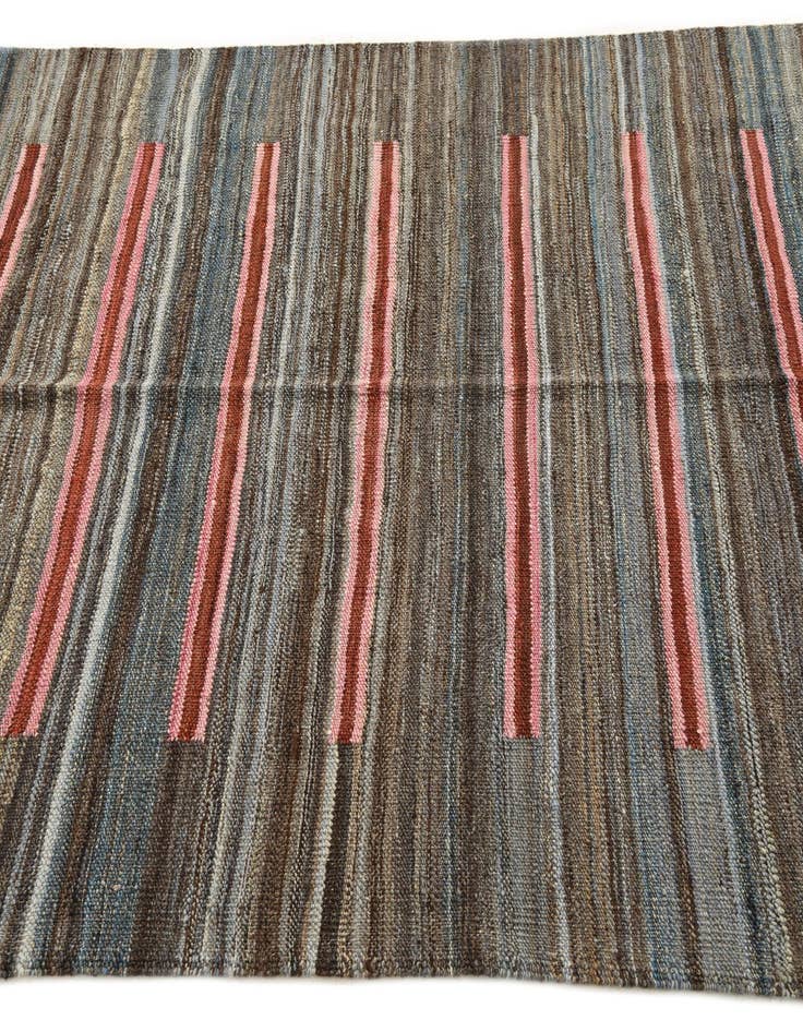 Detail image of  4' 3 x 6'  Hand Woven Kilim Modern Wool Rug