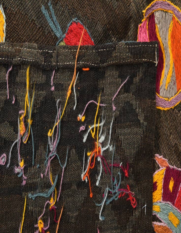 Detail image of  4' 9 x 6'  Hand Woven Kilim Suzani Wool Rug