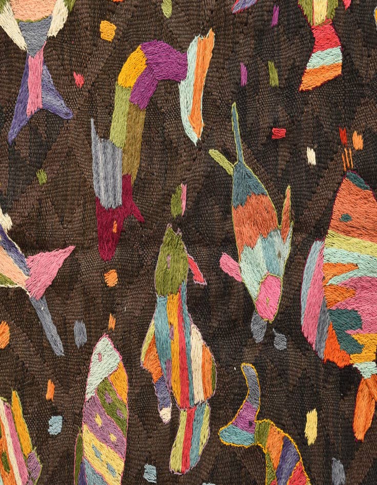 Detail image of  4' 10 x 7' 6  Hand Woven Kilim Suzani Wool Rug