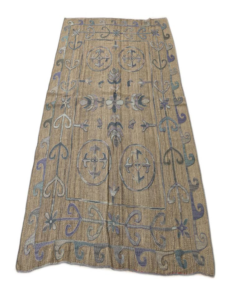 Detail image of  5' 2 x 6' 3  Hand Woven Kilim Suzani Wool Rug