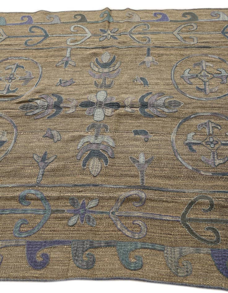 Detail image of  5' 2 x 6' 3  Hand Woven Kilim Suzani Wool Rug