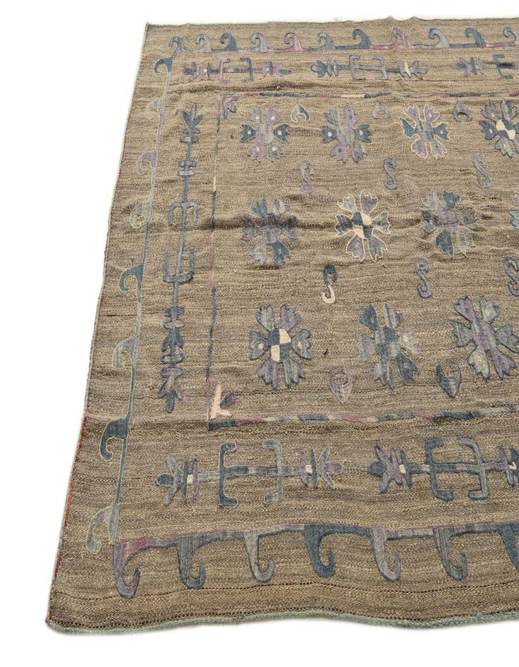 Detail image of  5' 3 x 7' 2  Hand Woven Kilim Suzani Wool Rug