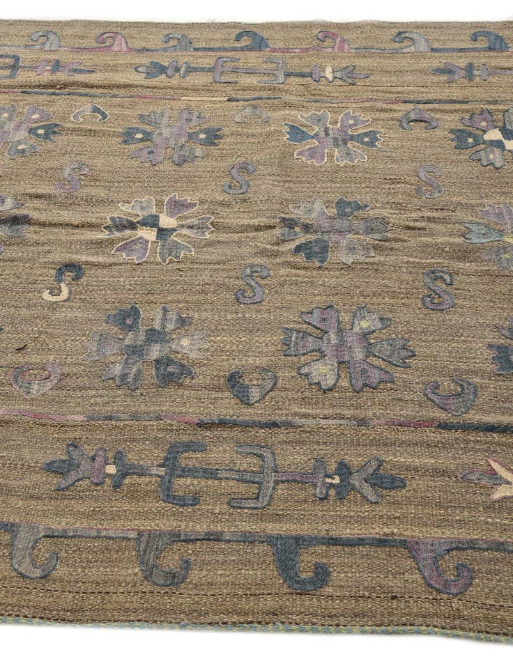 Detail image of  5' 3 x 7' 2  Hand Woven Kilim Suzani Wool Rug