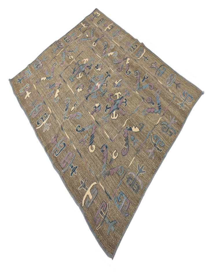 Detail image of  5' 2 x 6' 4  Hand Woven Kilim Suzani Wool Rug