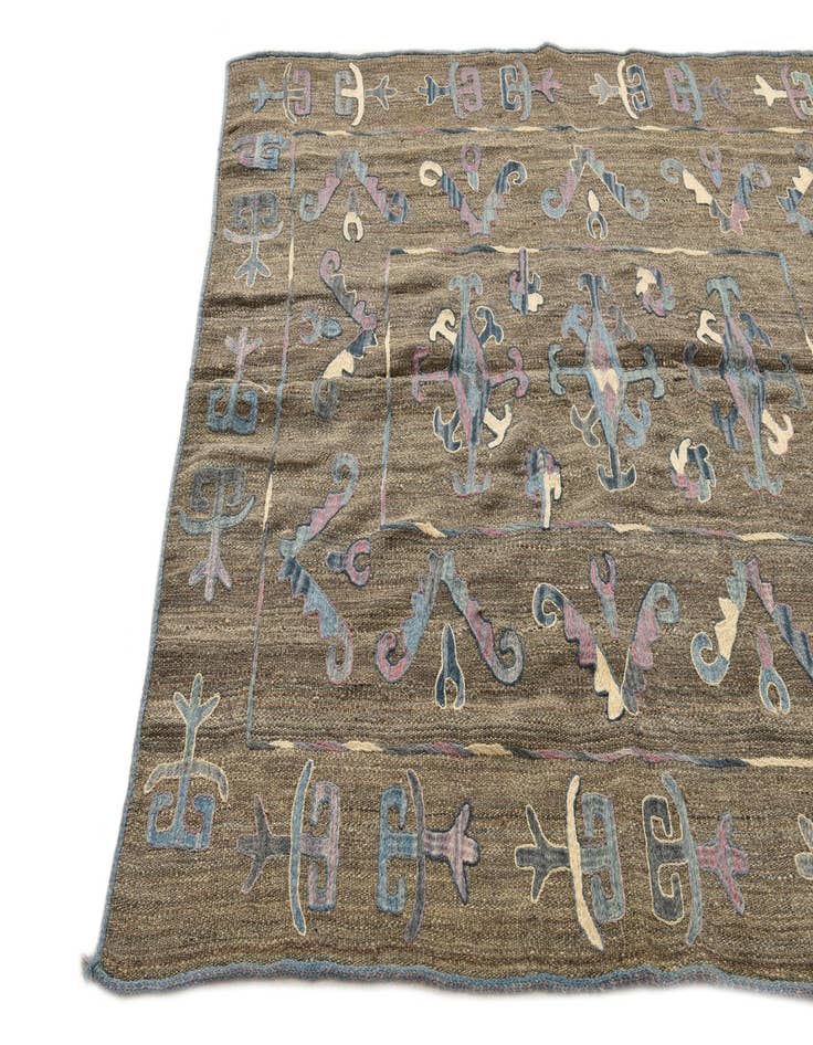 Detail image of  5' 2 x 6' 4  Hand Woven Kilim Suzani Wool Rug