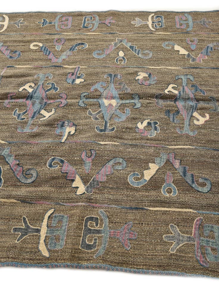 Detail image of  5' 2 x 6' 4  Hand Woven Kilim Suzani Wool Rug
