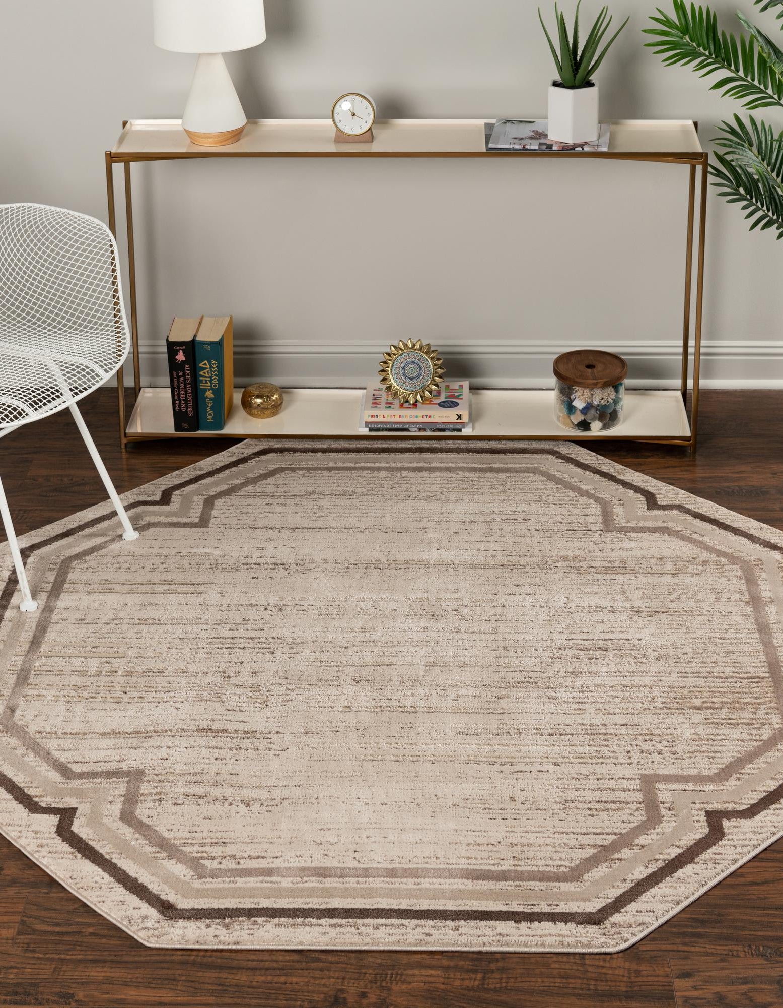 Brown 6' x 6' Oasis Octagon Rug | Rugs.com