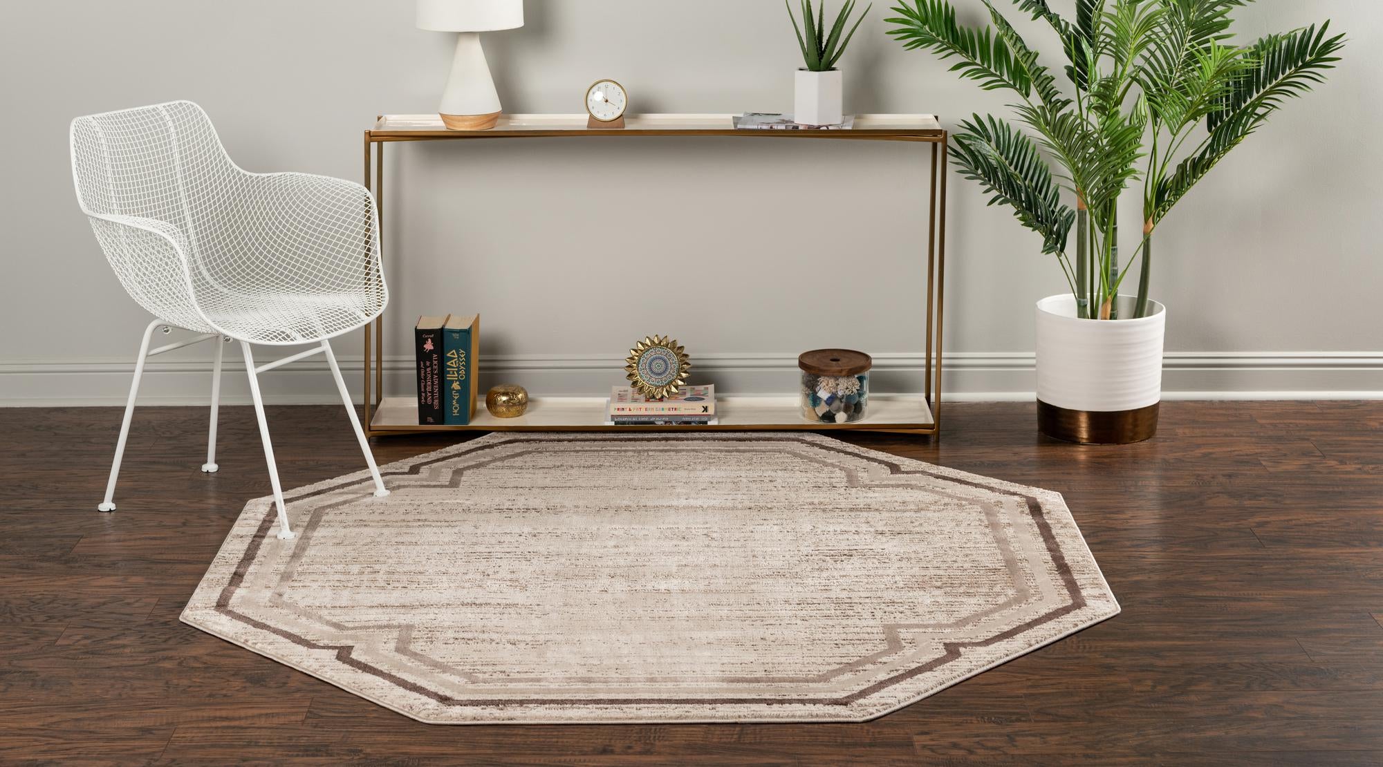 Brown 6' x 6' Oasis Octagon Rug | Rugs.com