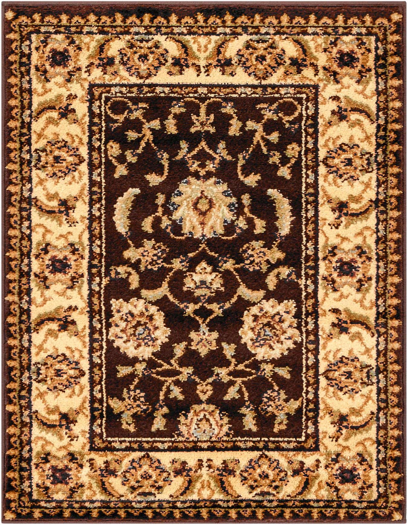 A 2x3 rectangular Aditi rug featuring a traditional Oriental floral pattern in rich browns and tans.