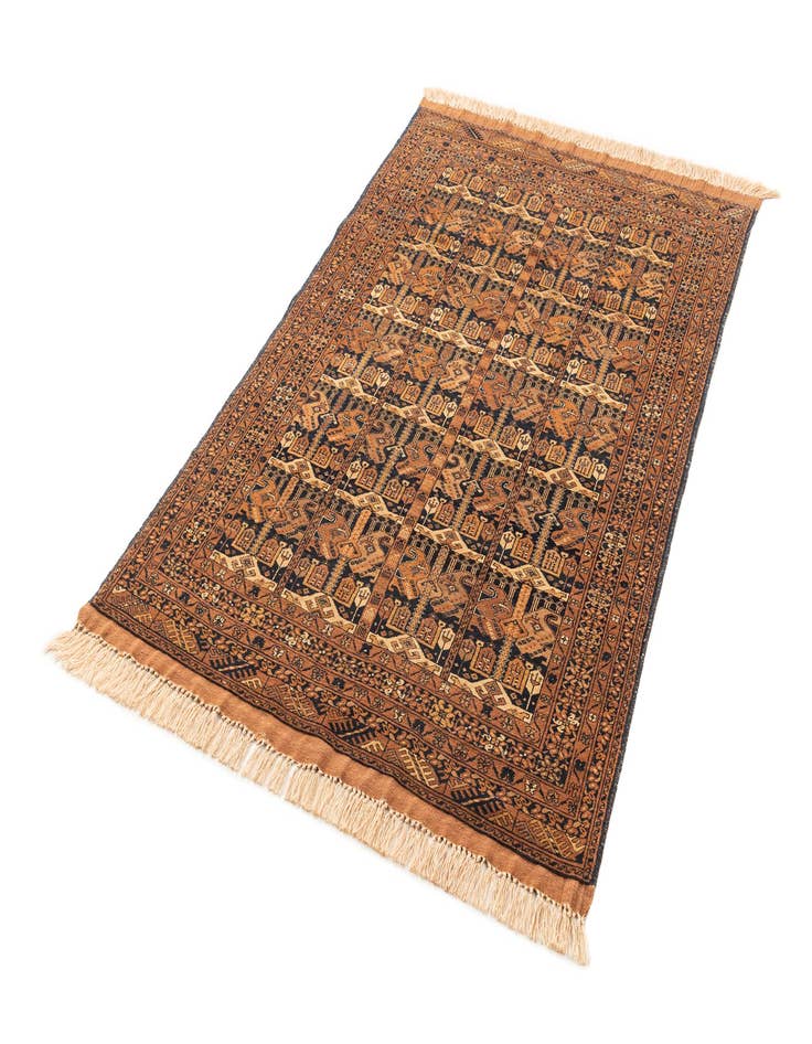 Detail image of  4' x 6' 2  Hand Knotted Afghan Akhche Wool Rug