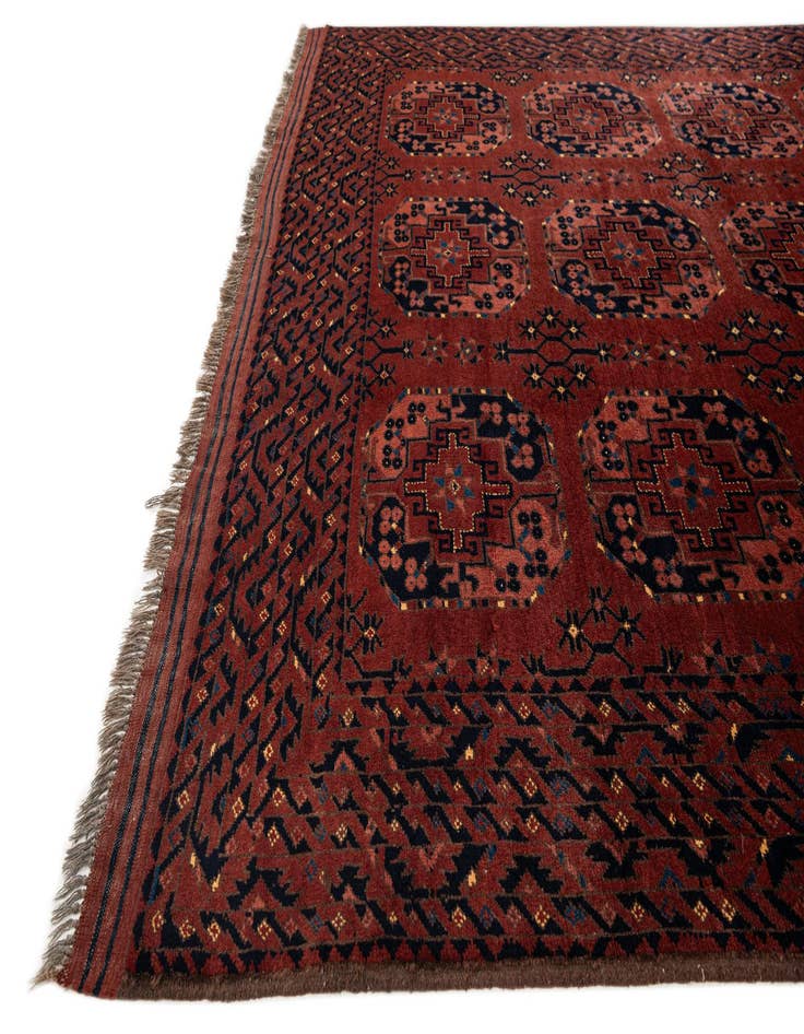 Detail image of  6' 7 x 9' 10  Hand Knotted Afghan Akhche Wool Rug