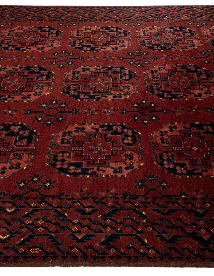 Detail image of  6' 7 x 9' 10  Hand Knotted Afghan Akhche Wool Rug