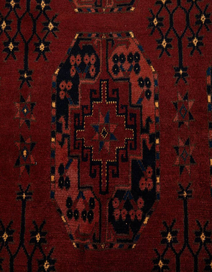 Detail image of  6' 7 x 9' 10  Hand Knotted Afghan Akhche Wool Rug