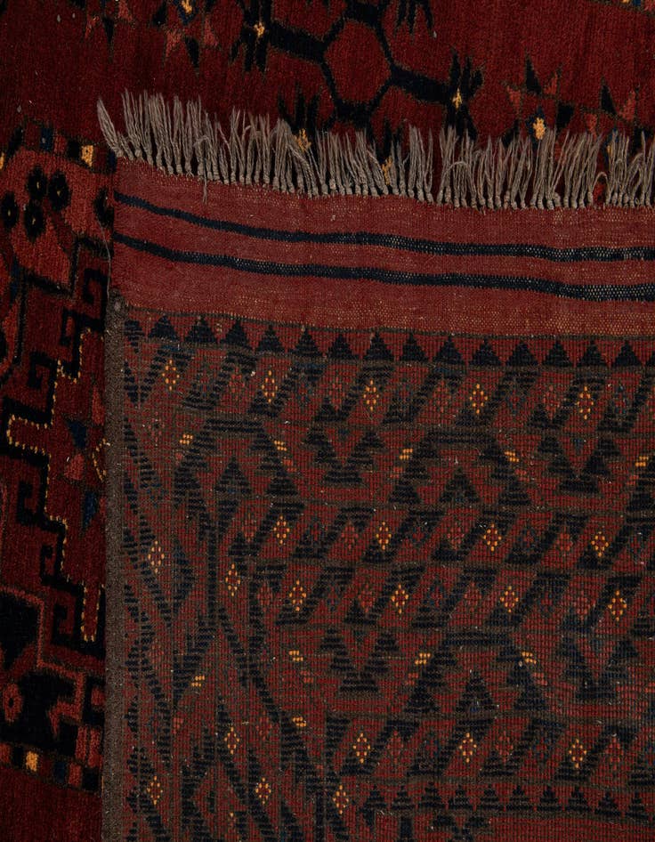 Detail image of  6' 7 x 9' 10  Hand Knotted Afghan Akhche Wool Rug