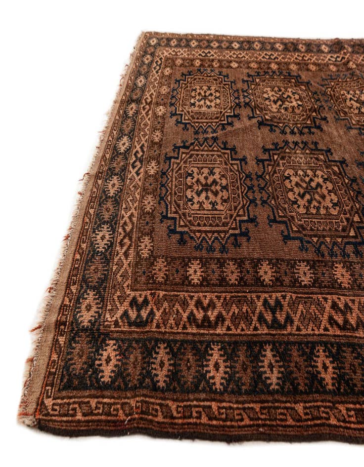 Detail image of  4' 4 x 7'  Hand Knotted Afghan Ersari Wool Rug