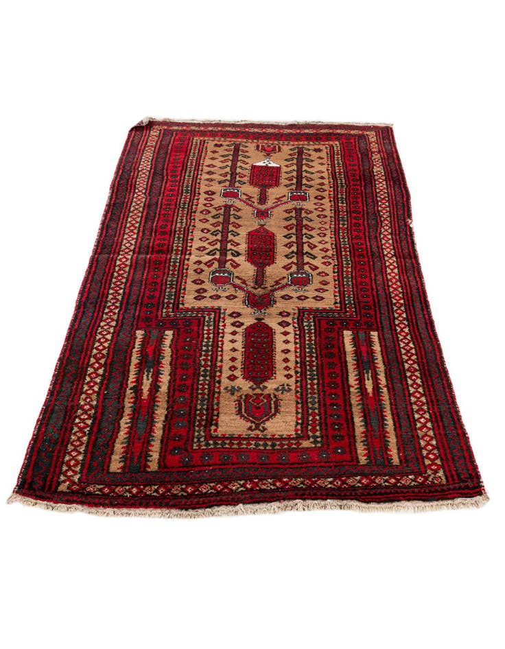 Detail image of  2' 9 x 4' 4  Hand Knotted Afghan Ersari Wool Rug