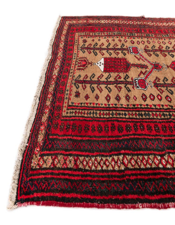 Detail image of  2' 9 x 4' 4  Hand Knotted Afghan Ersari Wool Rug