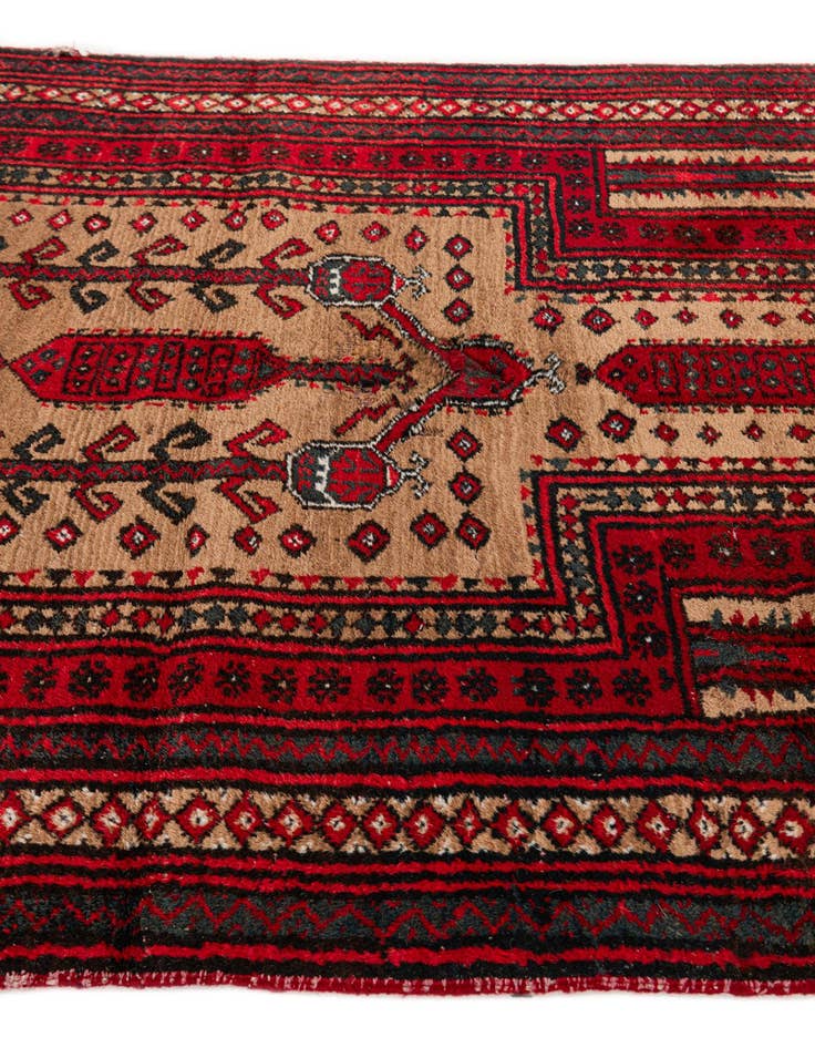 Detail image of  2' 9 x 4' 4  Hand Knotted Afghan Ersari Wool Rug