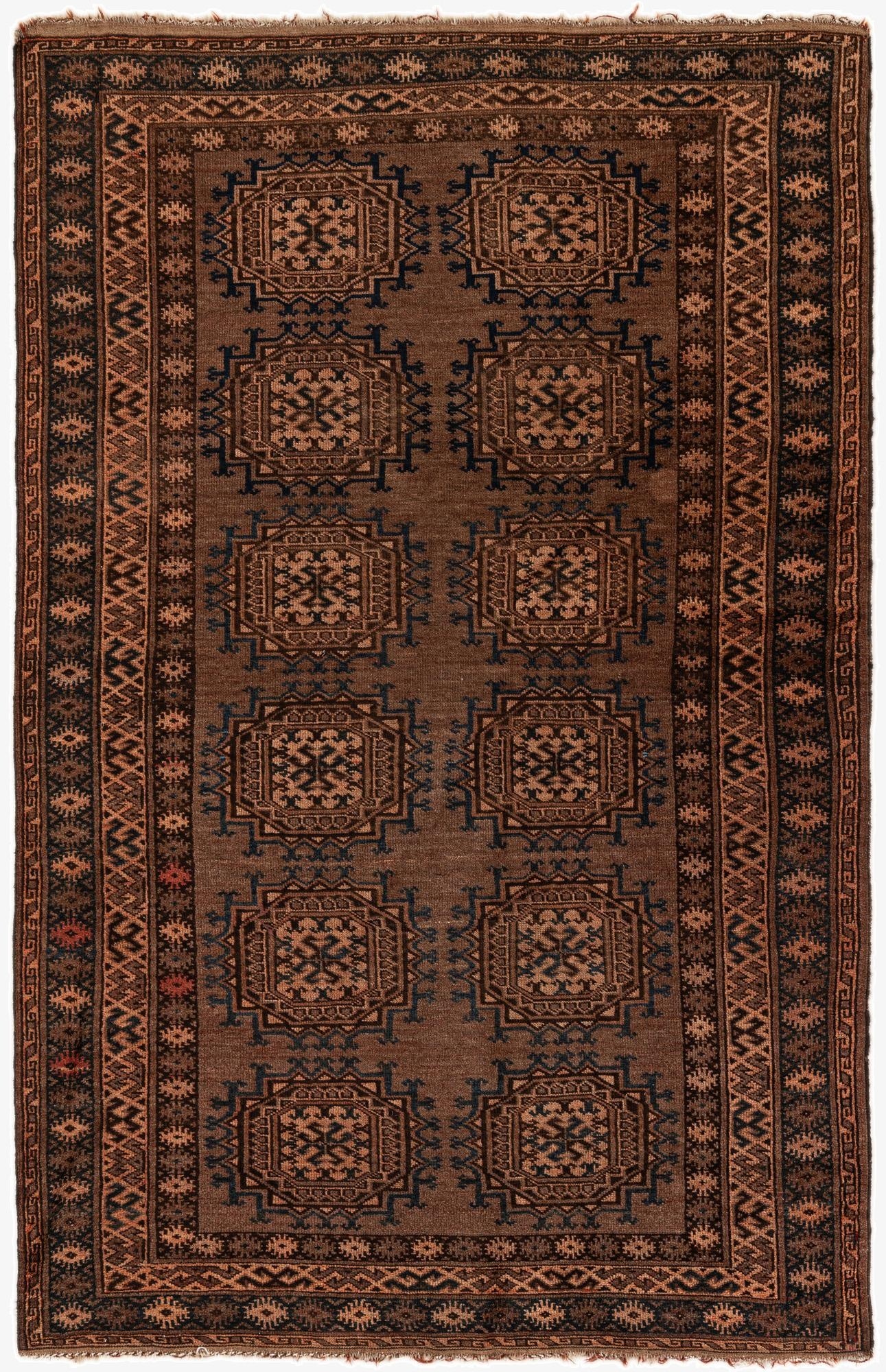 4' 4 x 7'  Hand Knotted Afghan Ersari Wool Rug