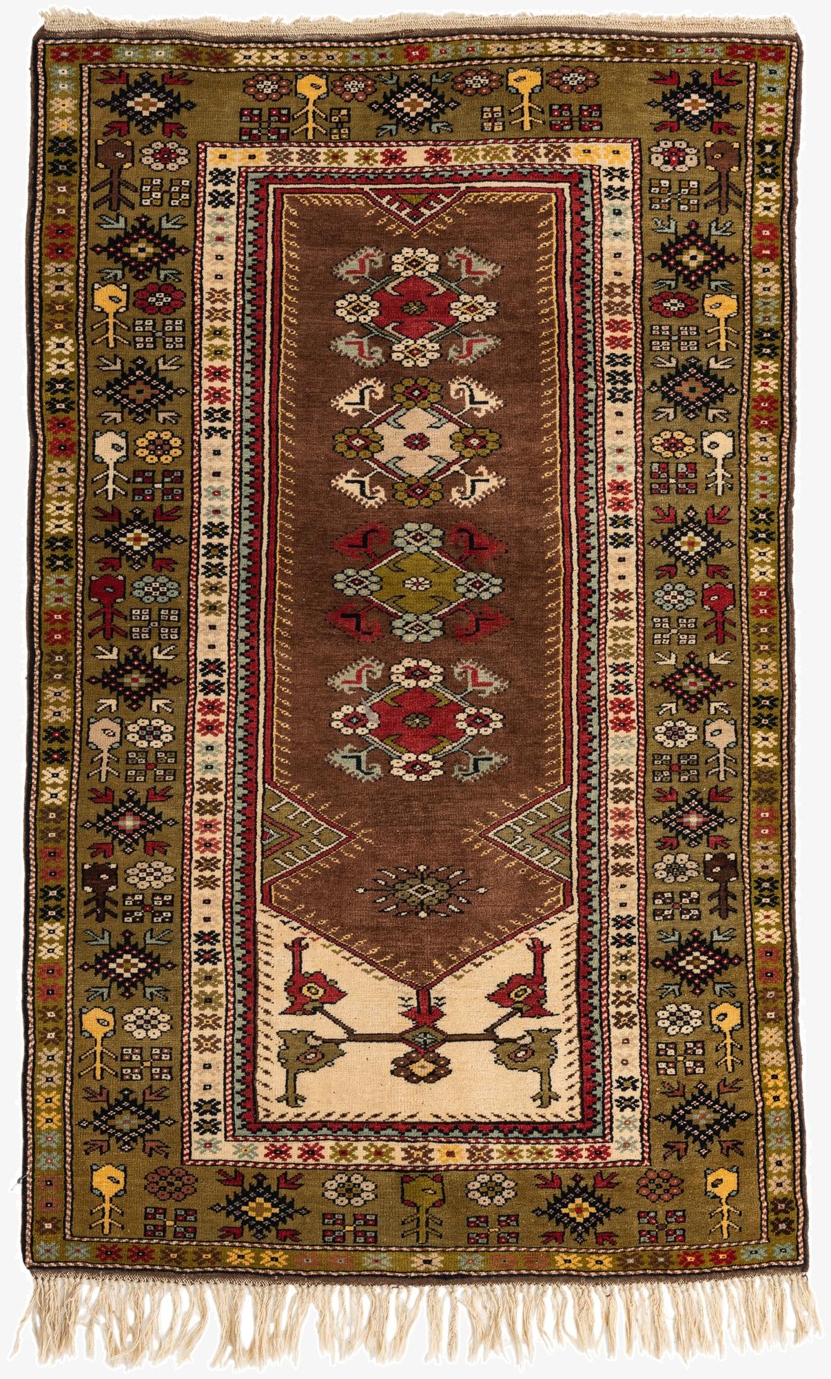  4' 3 x 7'  Hand Knotted Anatolian Oriental Wool Rug