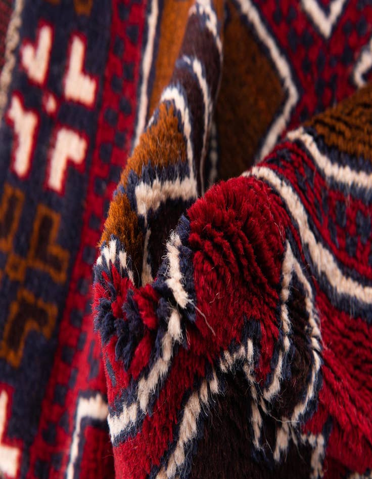 Detail image of  2' 10 x 4' 6  Hand Knotted Balouch Persian Wool Rug