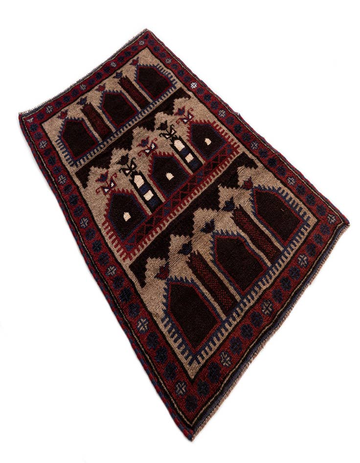 Detail image of  2' 10 x 4' 5  Hand Knotted Balouch Persian Wool Rug