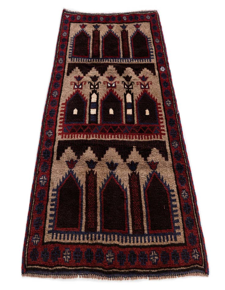 Detail image of  2' 10 x 4' 5  Hand Knotted Balouch Persian Wool Rug