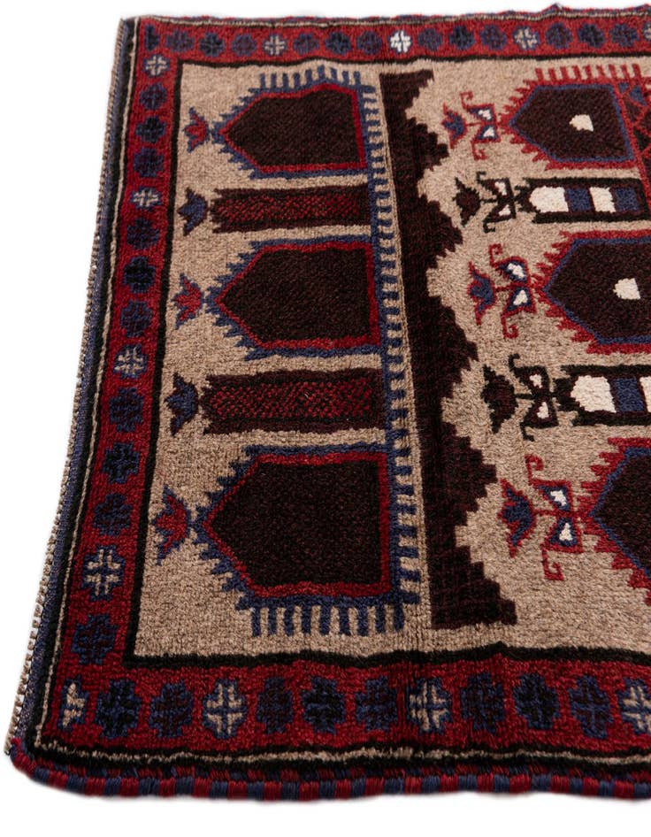 Detail image of  2' 10 x 4' 5  Hand Knotted Balouch Persian Wool Rug
