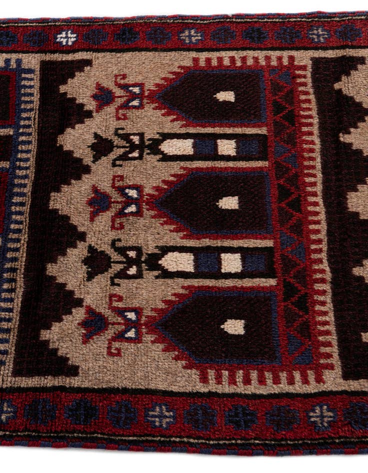 Detail image of  2' 10 x 4' 5  Hand Knotted Balouch Persian Wool Rug