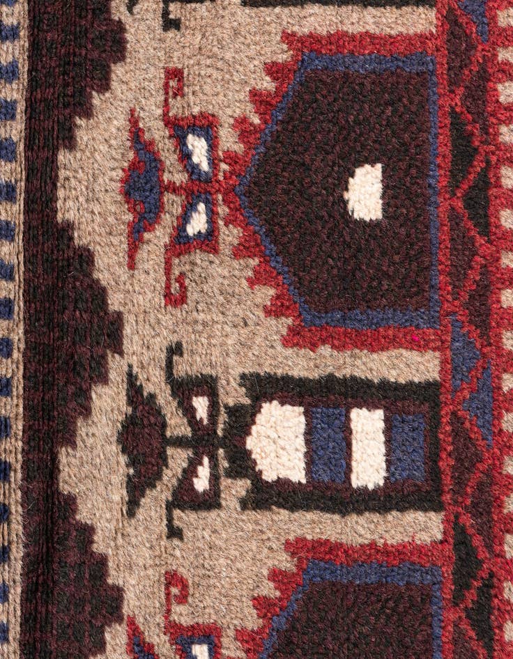 Detail image of  2' 10 x 4' 5  Hand Knotted Balouch Persian Wool Rug