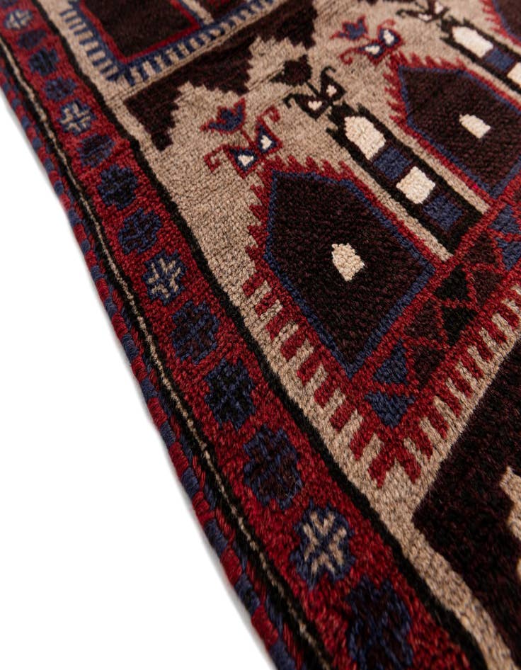 Detail image of  2' 10 x 4' 5  Hand Knotted Balouch Persian Wool Rug