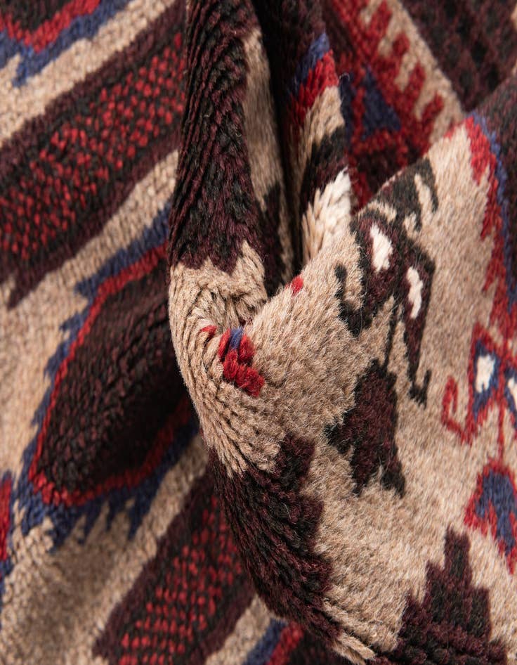 Detail image of  2' 10 x 4' 5  Hand Knotted Balouch Persian Wool Rug