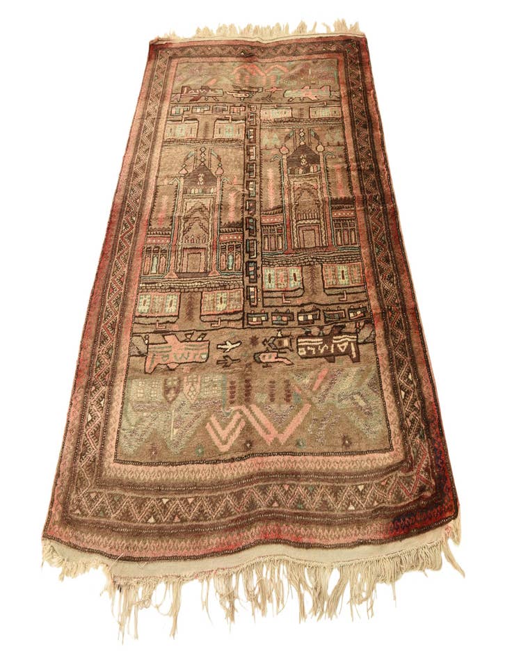 Detail image of  4' 7 x 6' 8  Hand Knotted Balouch Persian Wool Rug