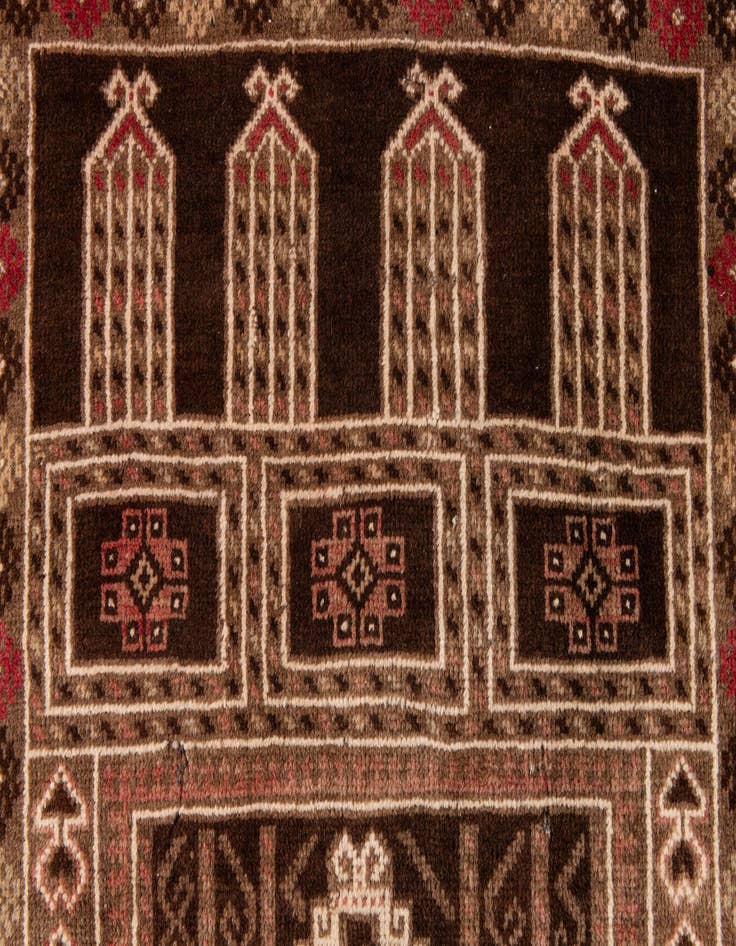 Detail image of  2' 10 x 4' 10  Hand Knotted Balouch Wool Rug