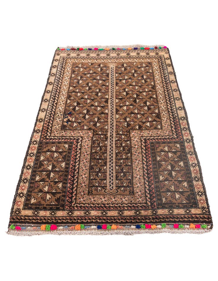 Detail image of  2' 8 x 4' 4  Hand Knotted Balouch Persian Wool Rug