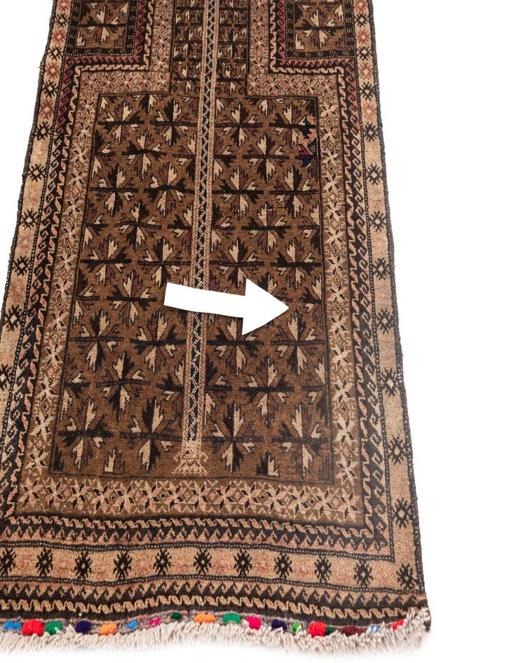 Detail image of  2' 8 x 4' 4  Hand Knotted Balouch Persian Wool Rug