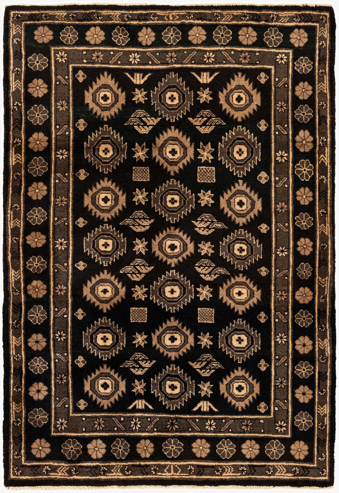  4' x 5' 9  Hand Knotted Balouch Wool Rug
