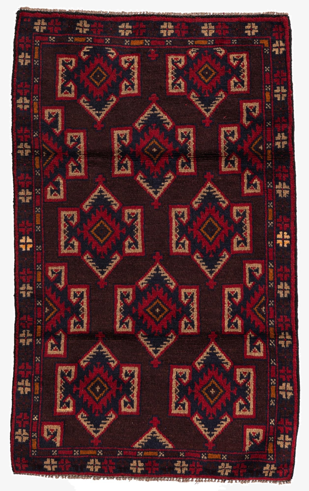  2' 9 x 4' 7  Hand Knotted Balouch Persian Wool Rug