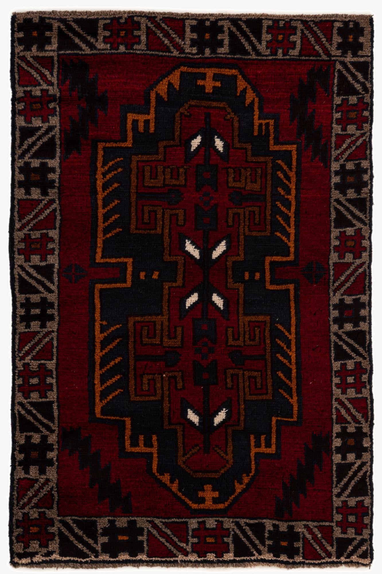  3' x 4' 5  Hand Knotted Balouch Persian Wool Rug