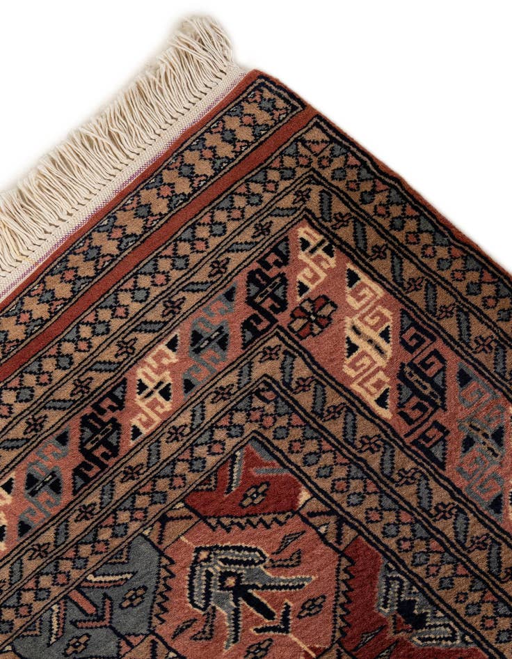 Detail image of  4' 3 x 6'  Hand Knotted Bokhara Oriental Wool Rug