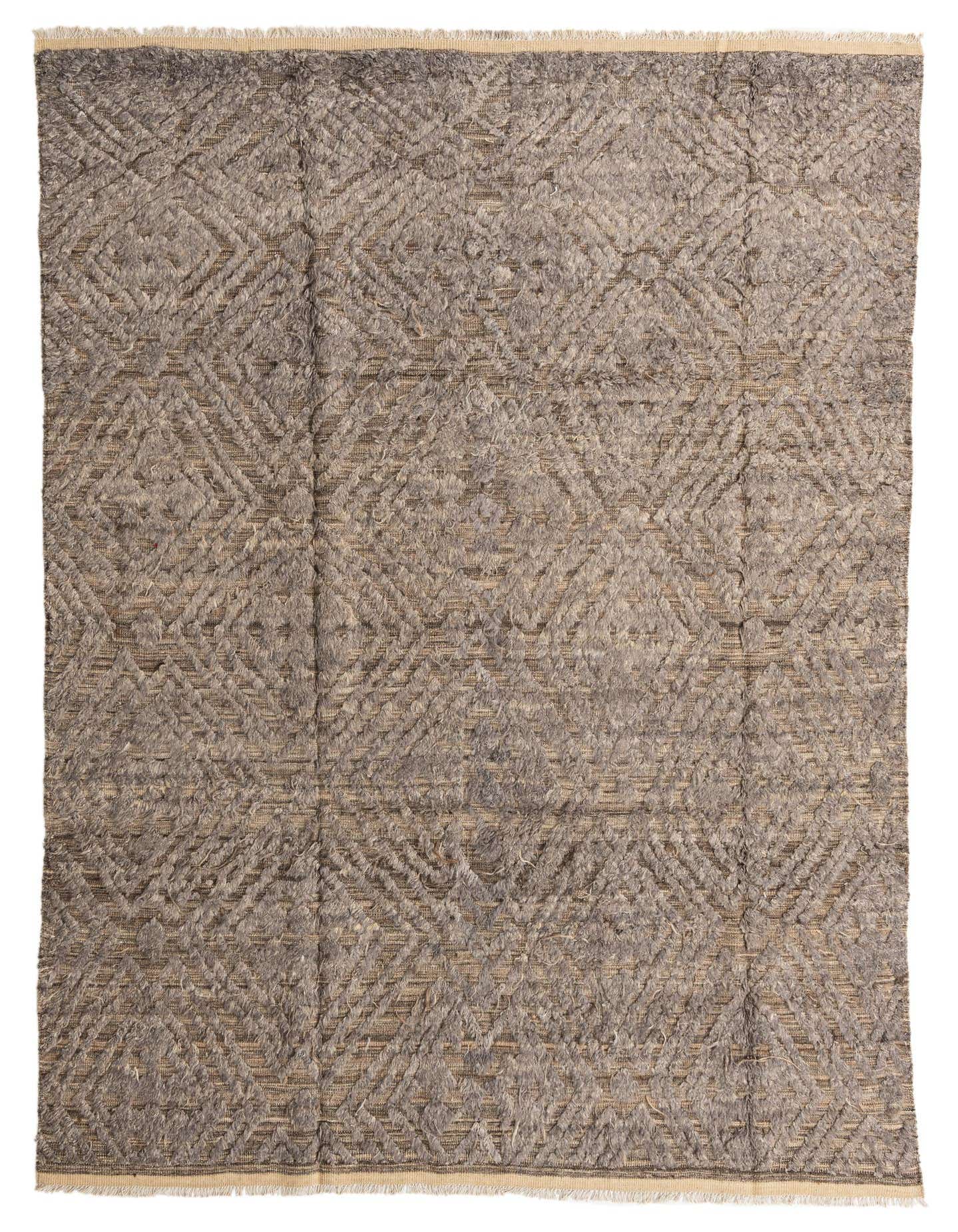A rectangular 8x10 Darya rug in shades of brown and tan, featuring a modern abstract pattern and high pile.