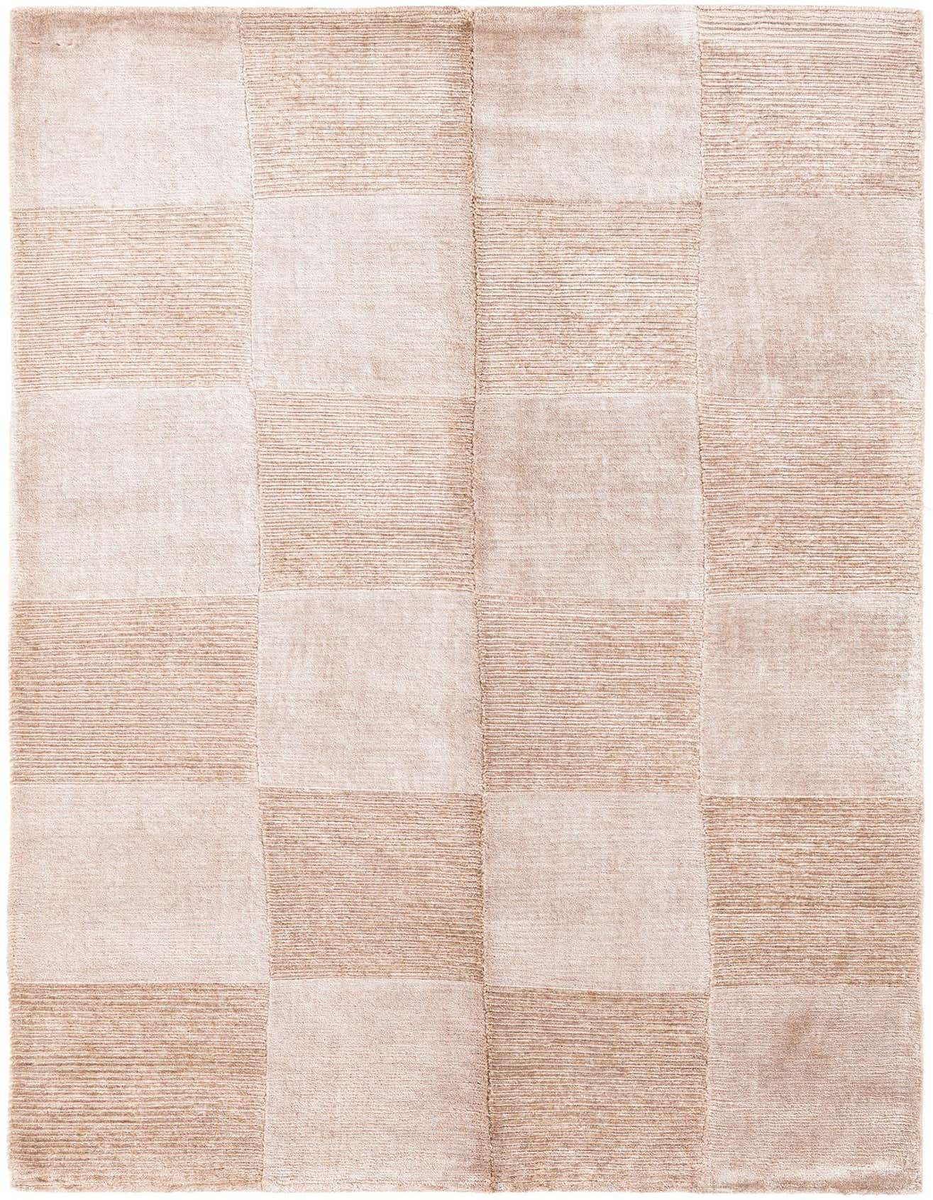 A 3x5 rectangular Darya rug with a modern Persian pattern in varying shades of brown and tan, featuring alternating textured and smooth squares.