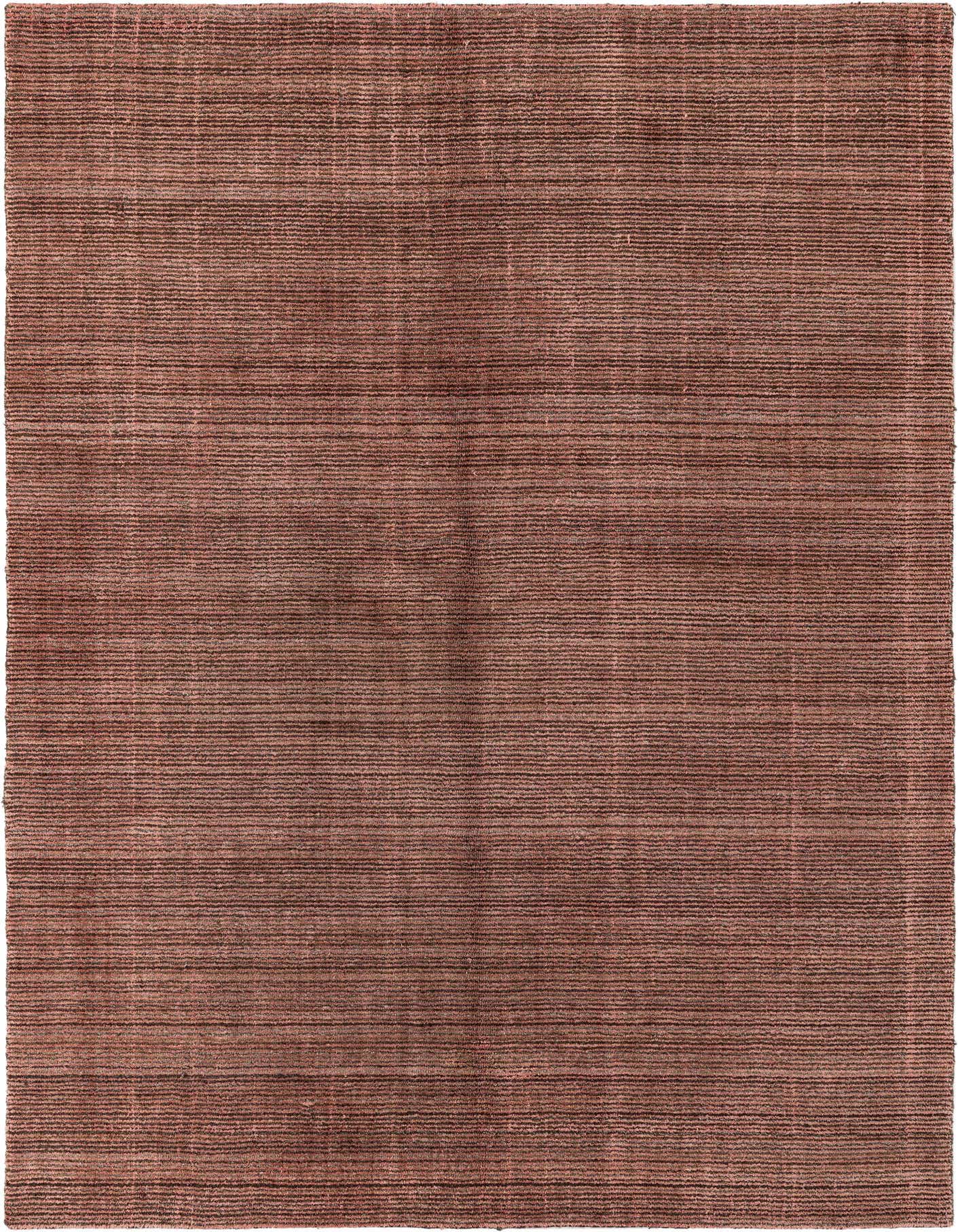A 5x8 rectangular Darya rug in varying shades of brown and tan, featuring a modern striped pattern with a high pile.