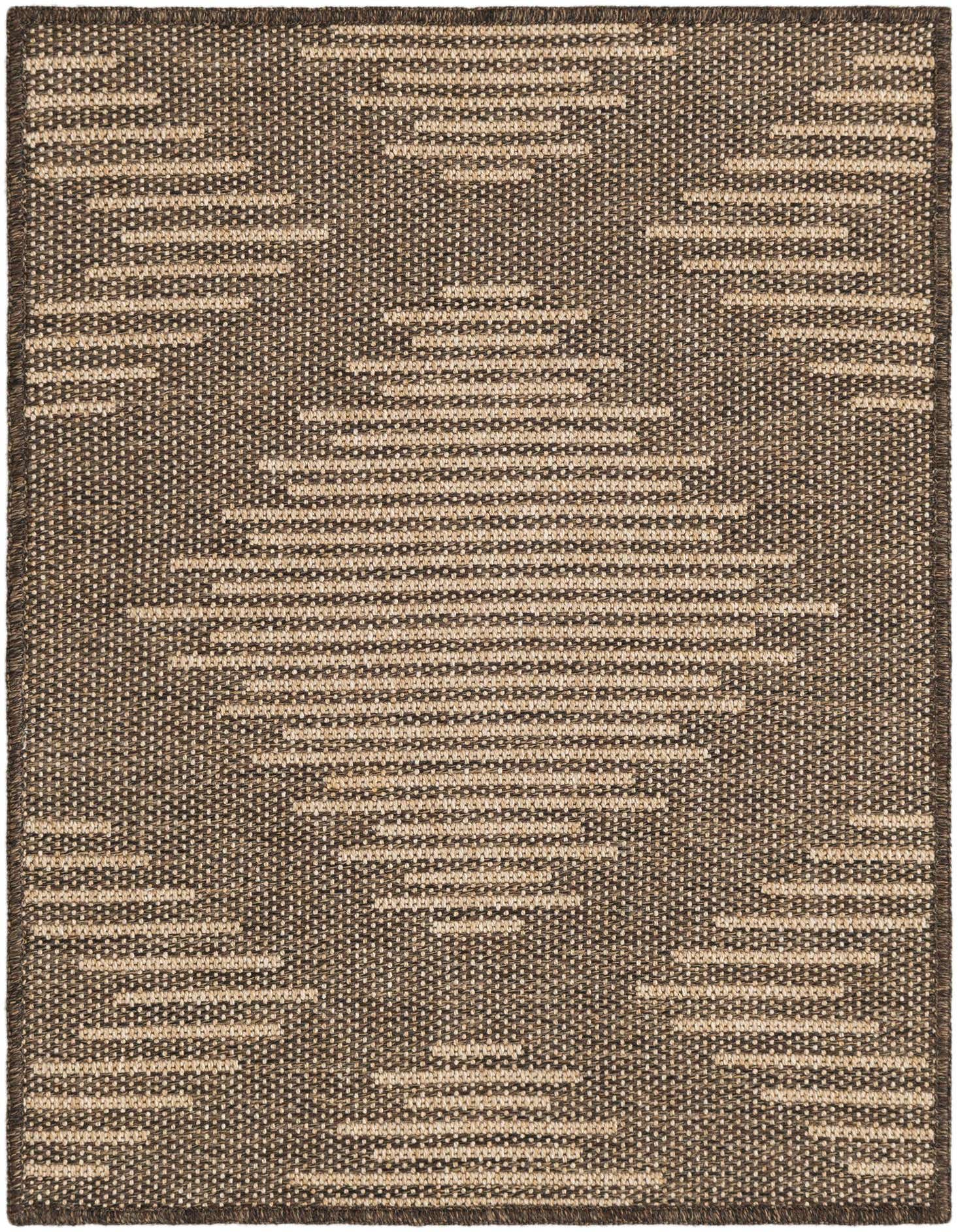 A 2x3 rectangular brown and tan flatweave rug with a modern trellis pattern, suitable for indoor use.
