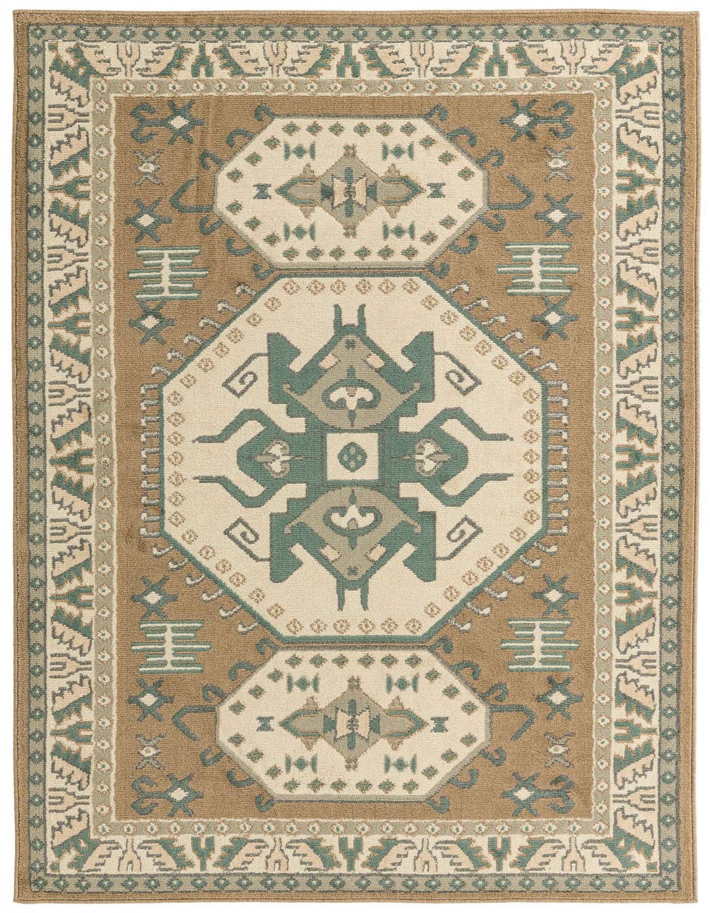 A 5x8 rectangular Eden Collection rug featuring traditional Oriental and medallion patterns in browns, tans, and hints of teal.