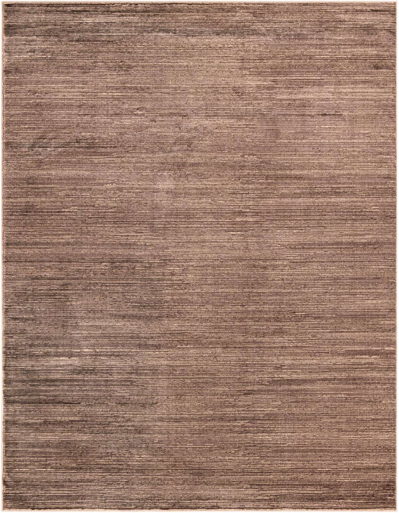 A 6x9 rectangular brown and tan transitional area rug with a textured high/low pile, ideal for a living room or office.