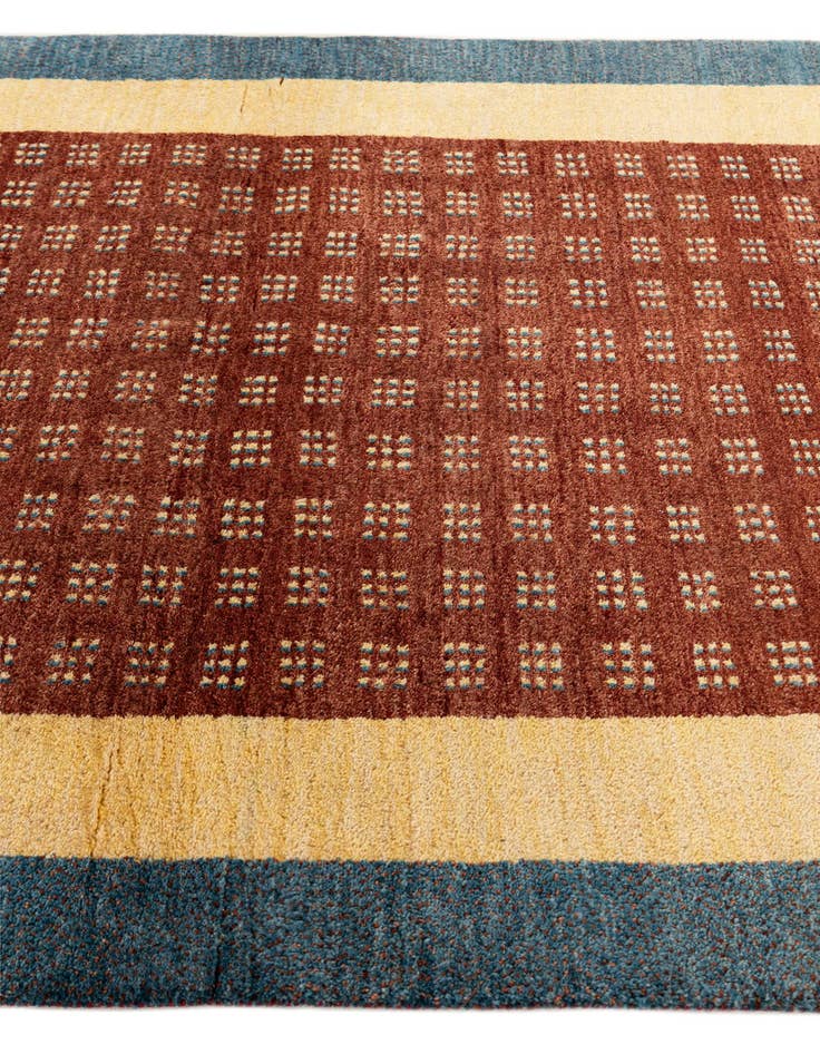 Detail image of  4' 2 x 5' 11  Hand Knotted Gabbeh Wool Rug