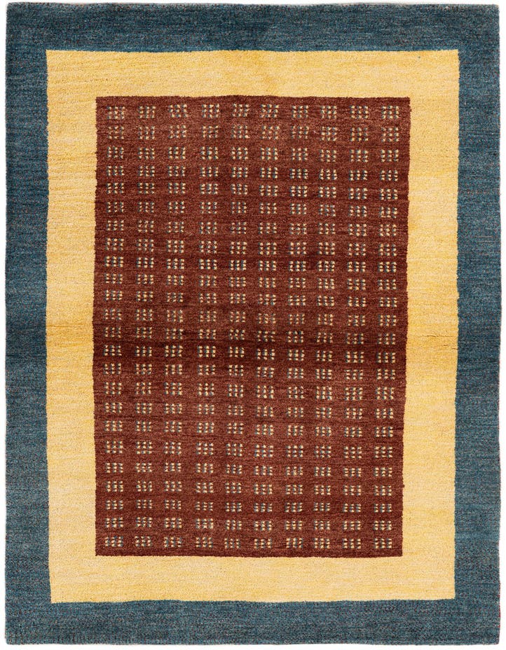  4' 2 x 5' 11  Hand Knotted Gabbeh Wool Rug
