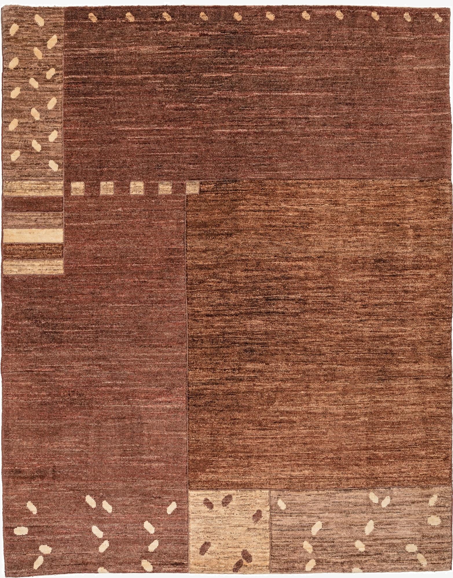  5' 1 x 6' 5  Hand Knotted Gabbeh Wool Rug